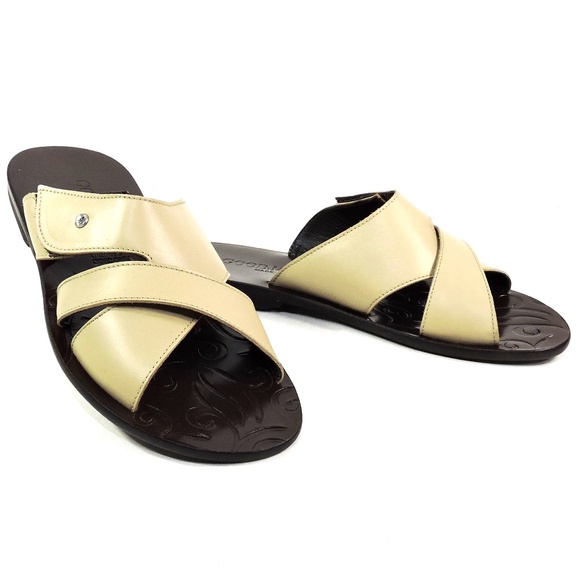 GOODMAN ?? MEN\'S SOFT BEIGE LEATHER COMFORT SUMMER FLAT SANDALS main image 4